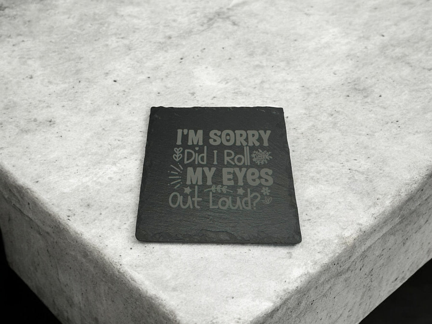 4 pack Laser engraved Slate coaster