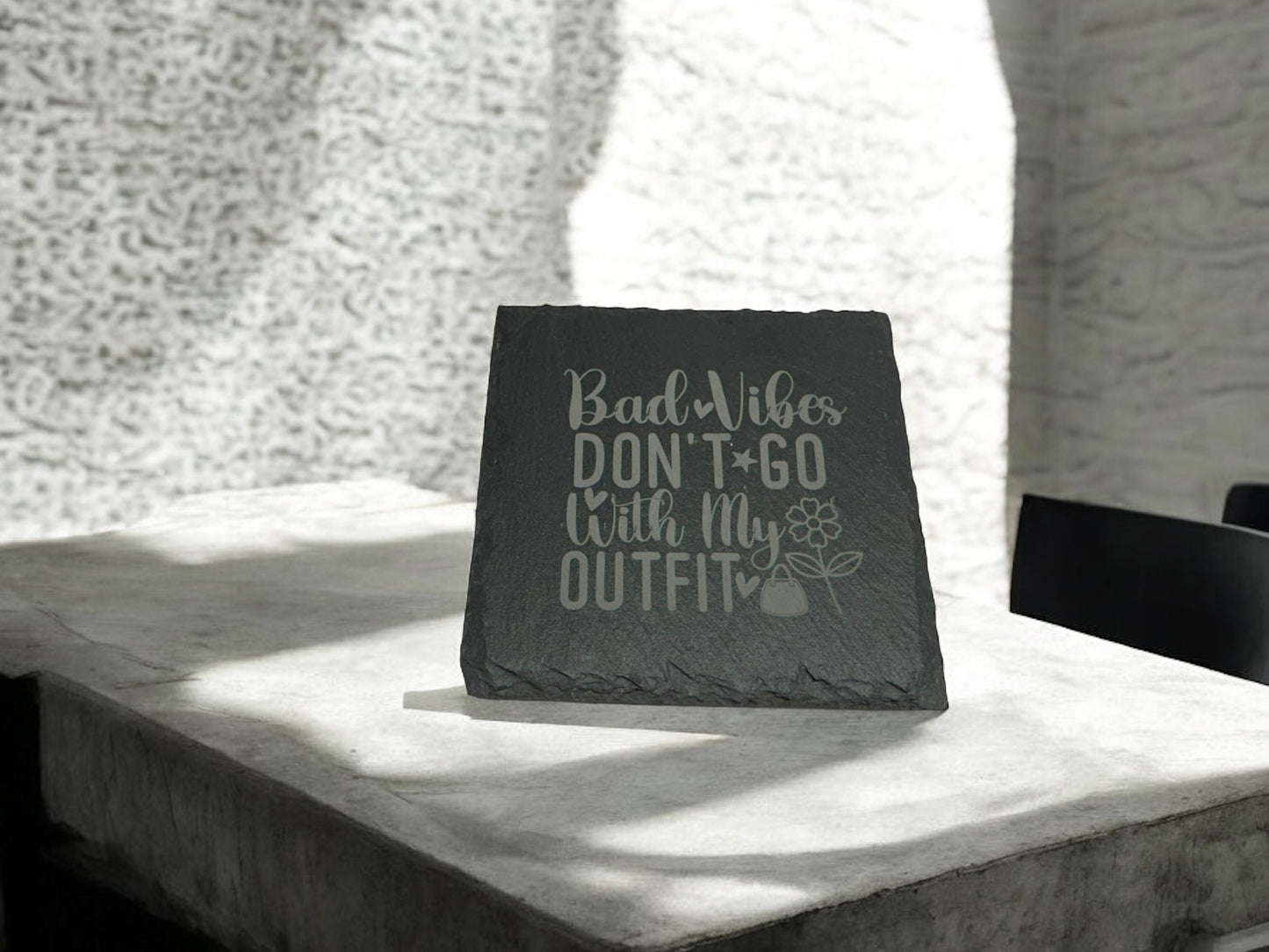 4 pack Laser engraved Slate coaster