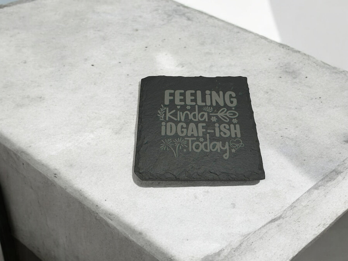 4 pack Laser engraved Slate coaster