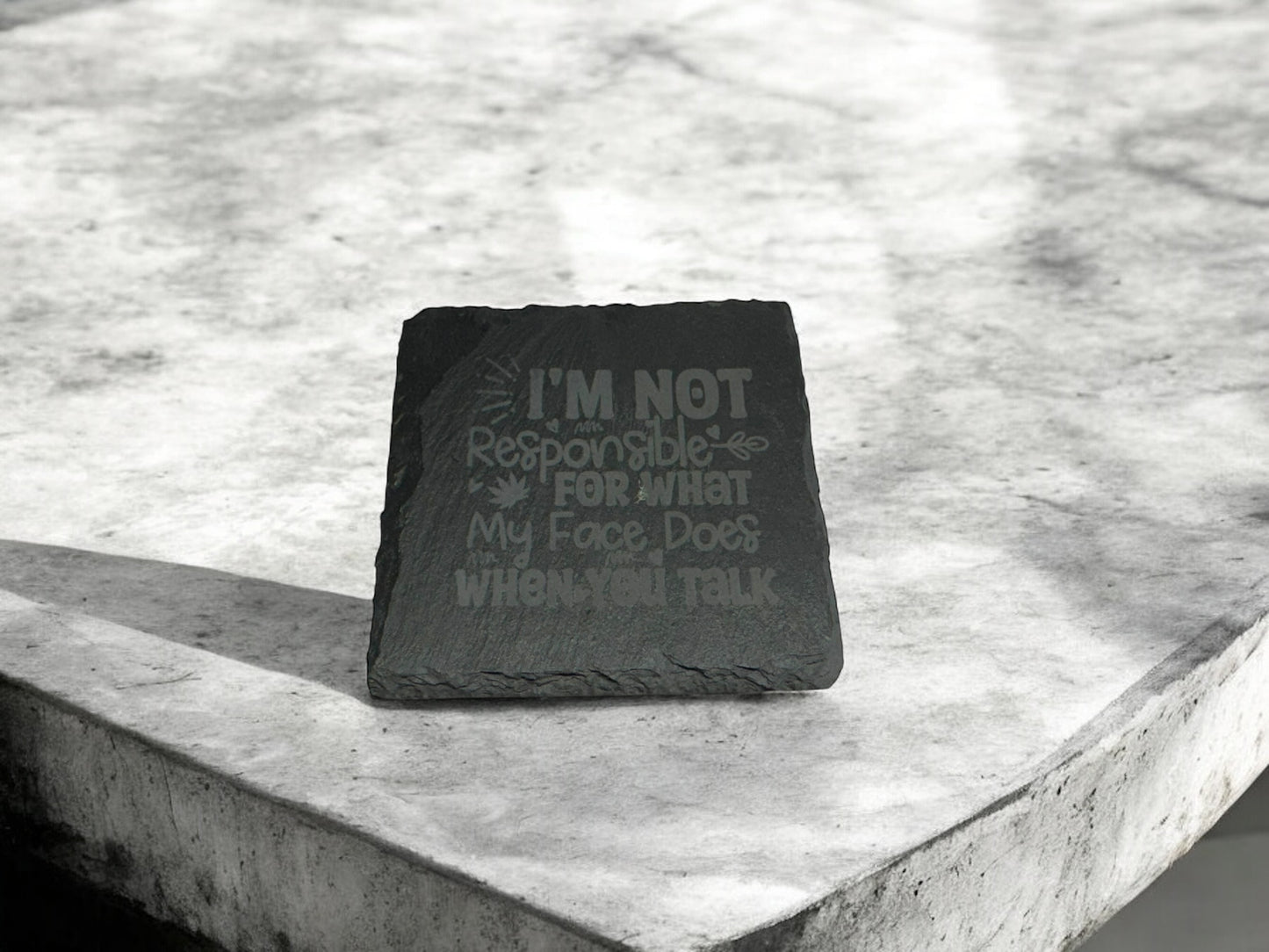 4 pack Laser engraved Slate coaster