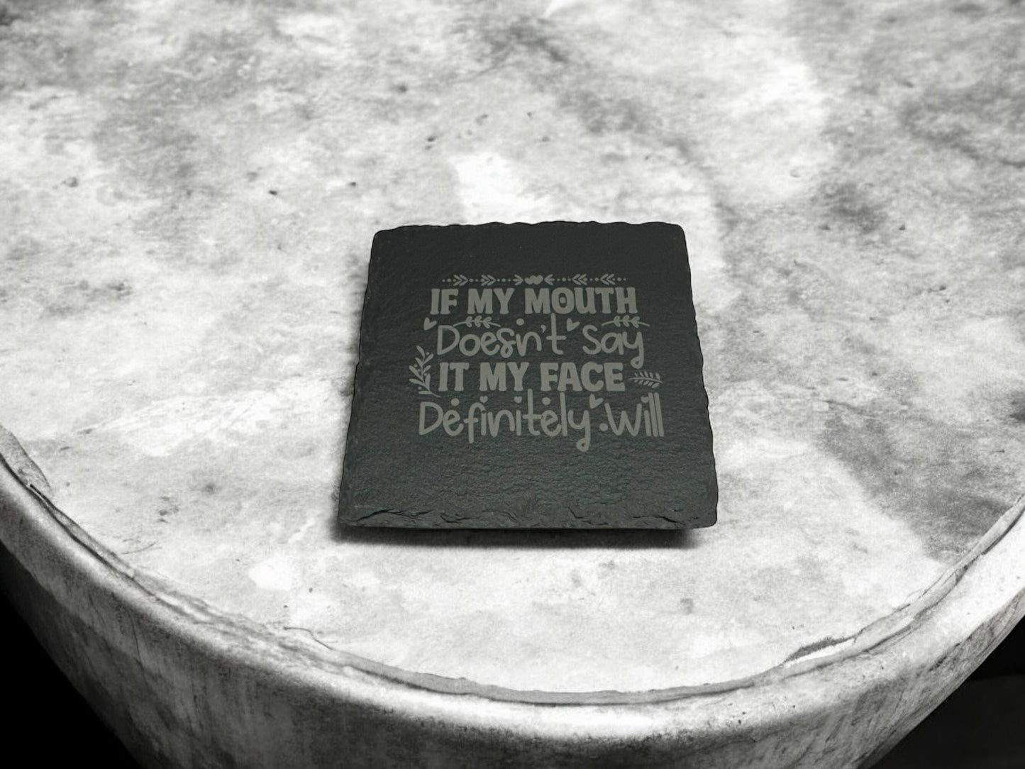 4 pack Laser engraved Slate coaster