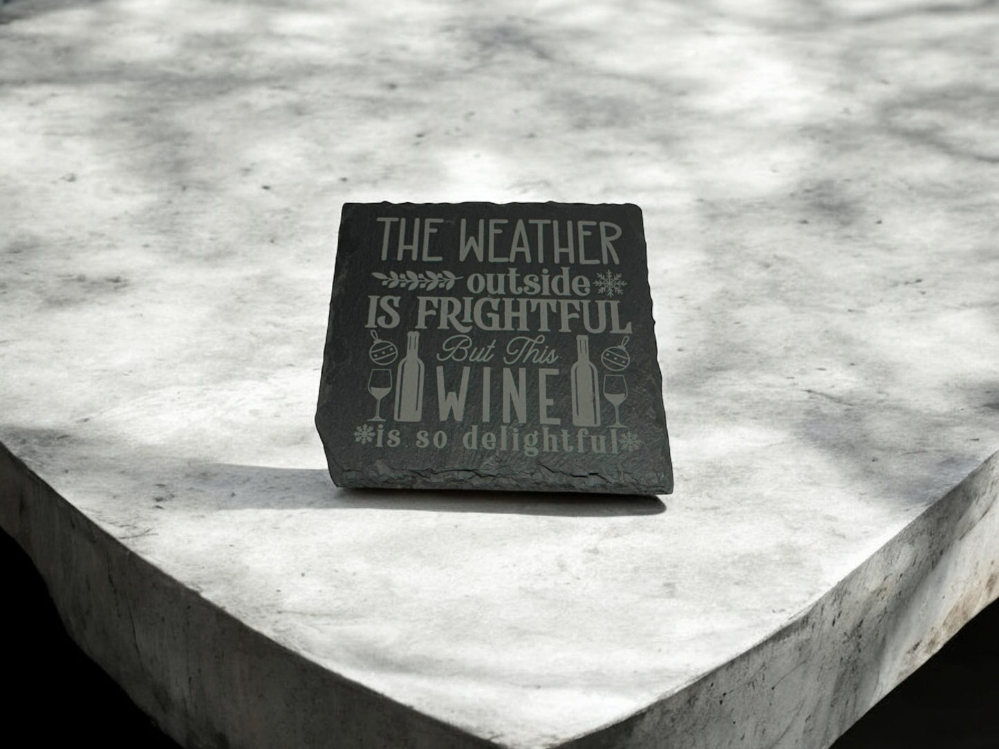 4 pack Laser engraved Slate coaster