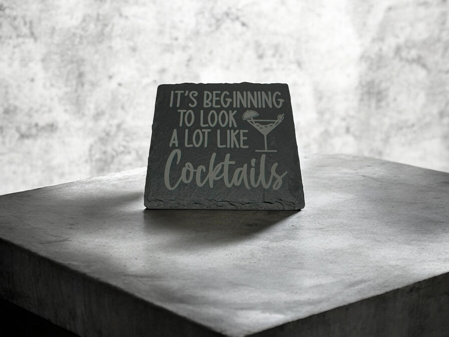 4 pack Laser engraved Slate coaster