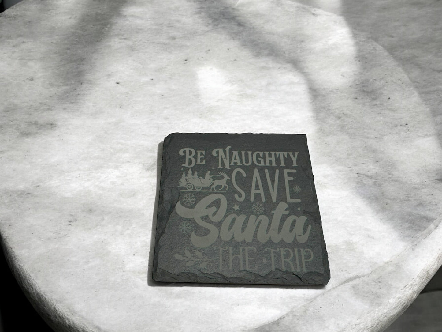 4 pack Laser engraved Slate coaster