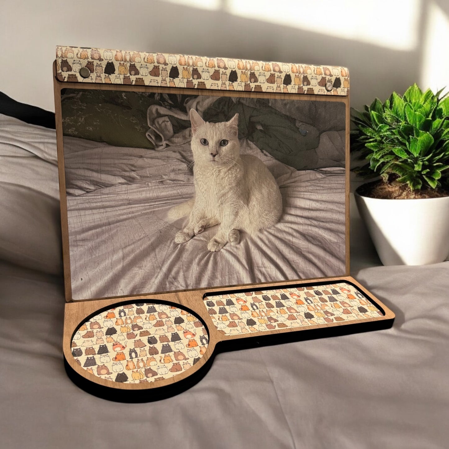 Personalized Book Valet – Full Color UV Printed Wooden Book Stand & Accessory Organizer