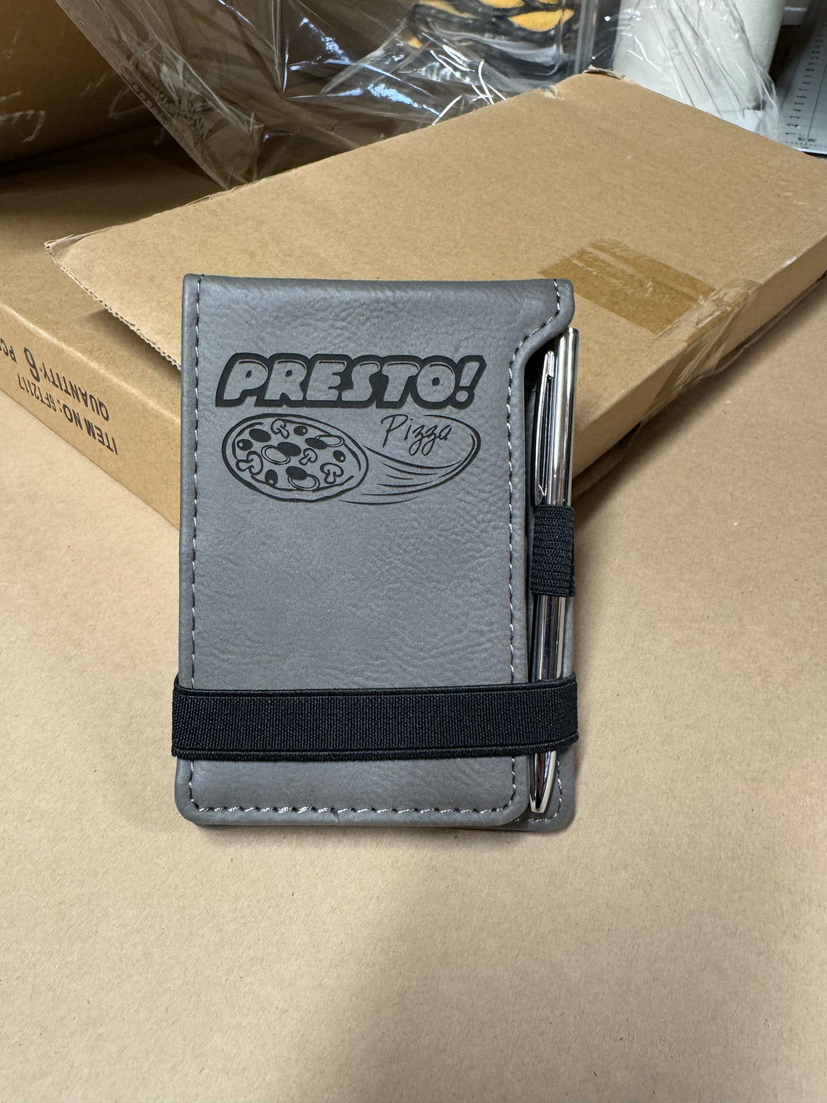 Laser engraved palm sized notepad with pen - view 3