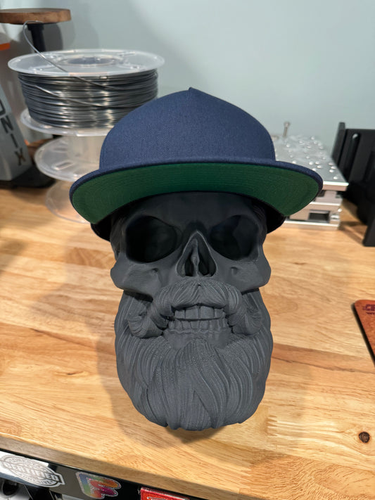 3D printed bearded skull hat display stand - view 2