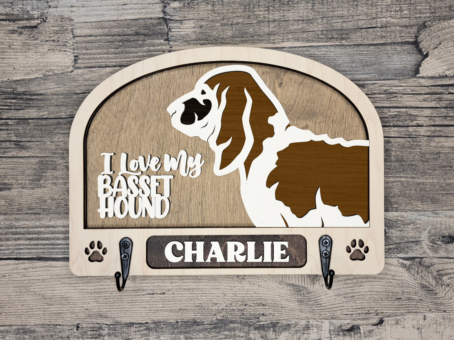 Adorable Dog Leash Holder Custom Pick Your Breed Hooks Hanger Pet Decor