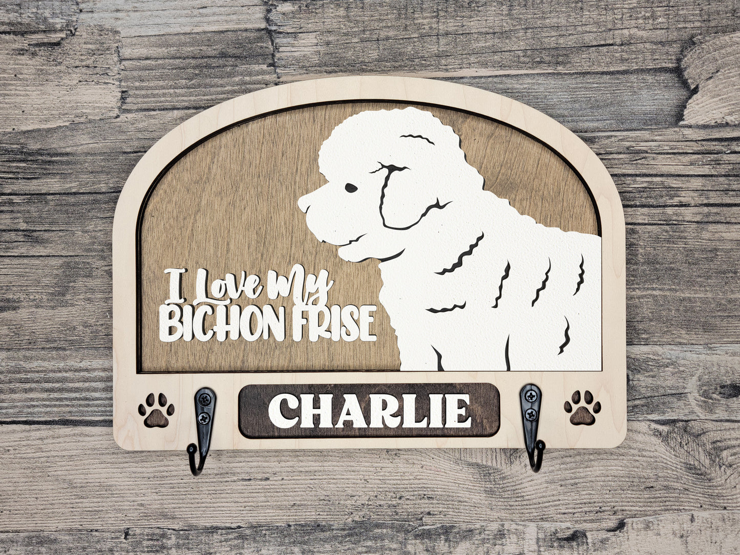 Adorable Dog Leash Holder Custom Pick Your Breed Hooks Hanger Pet Decor