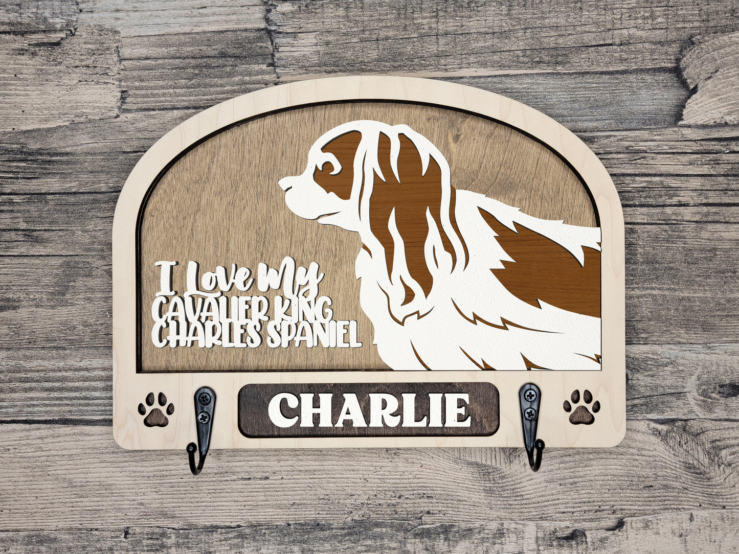 Adorable Dog Leash Holder Custom Pick Your Breed Hooks Hanger Pet Decor