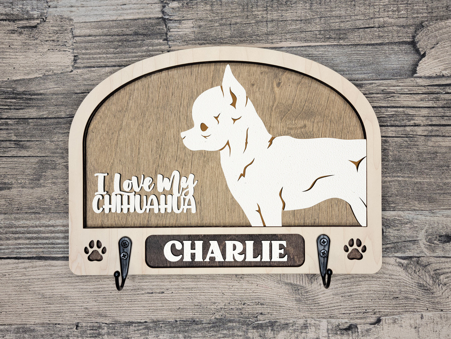 Adorable Dog Leash Holder Custom Pick Your Breed Hooks Hanger Pet Decor