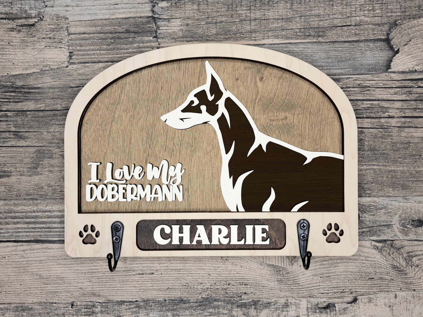 Adorable Dog Leash Holder Custom Pick Your Breed Hooks Hanger Pet Decor