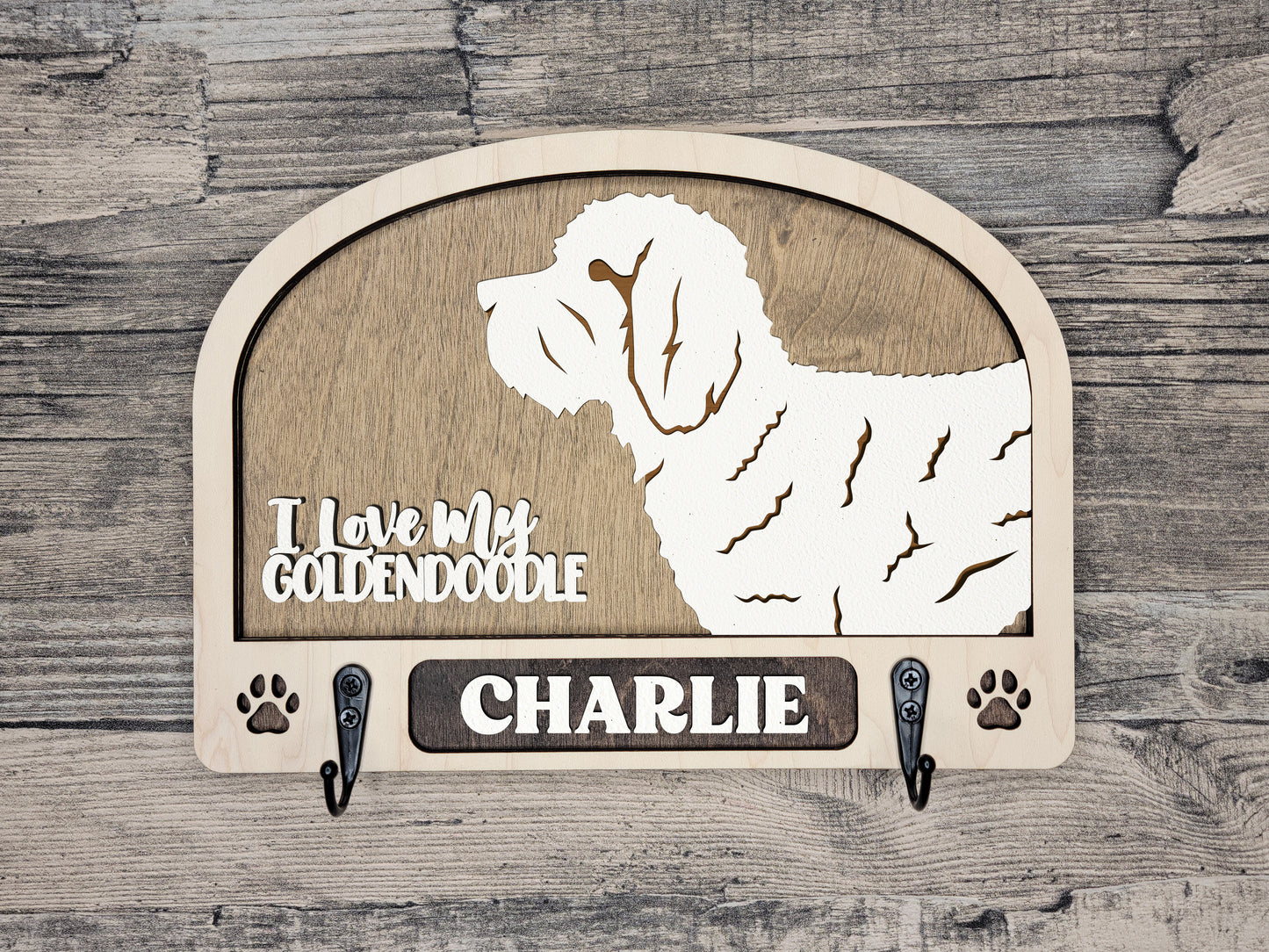 Adorable Dog Leash Holder Custom Pick Your Breed Hooks Hanger Pet Decor