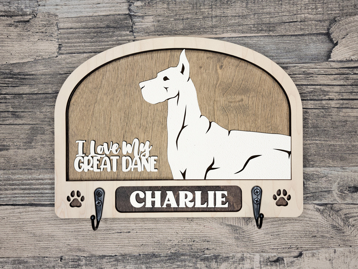 Adorable Dog Leash Holder Custom Pick Your Breed Hooks Hanger Pet Decor