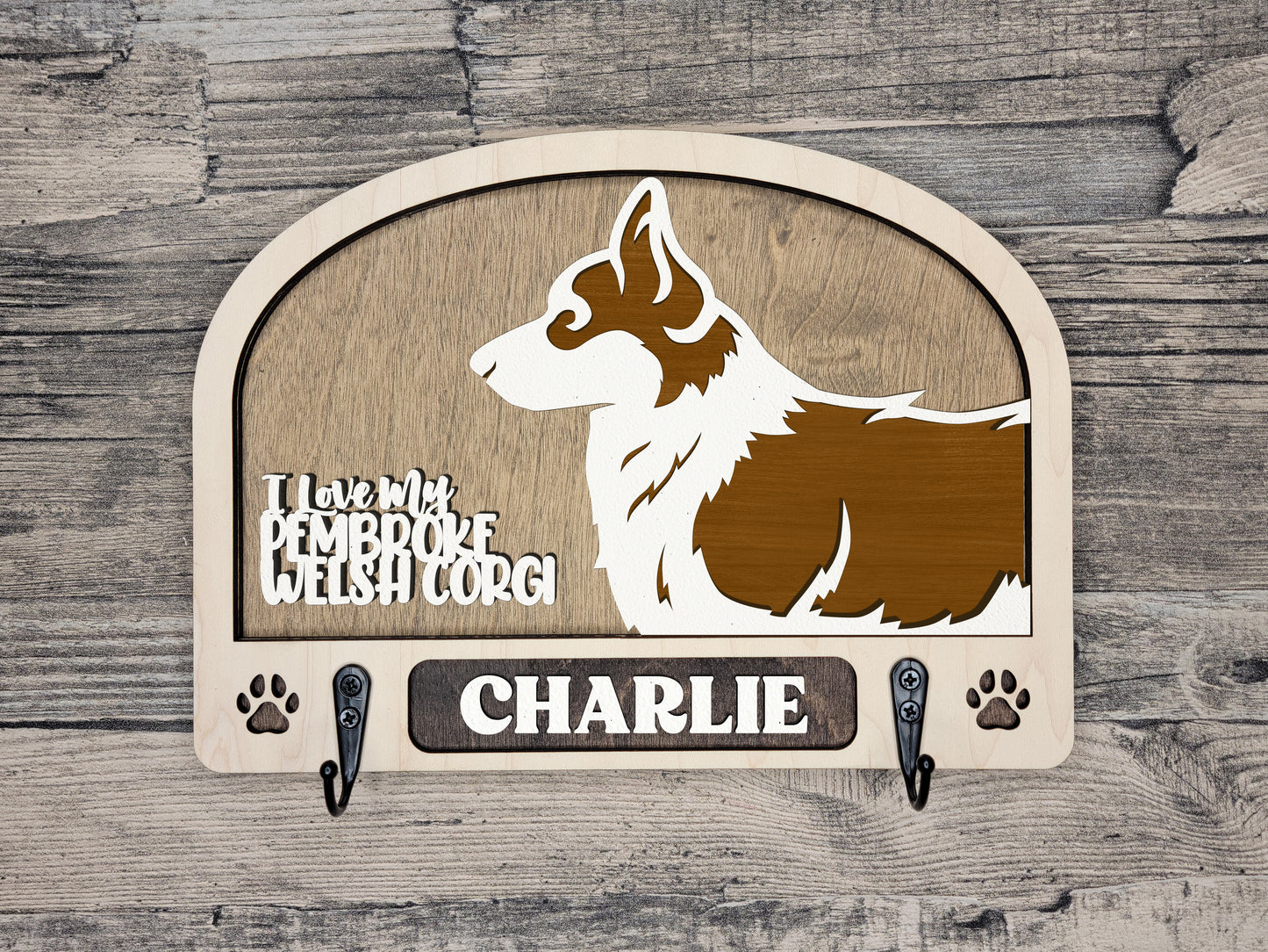 Adorable Dog Leash Holder Custom Pick Your Breed Hooks Hanger Pet Decor