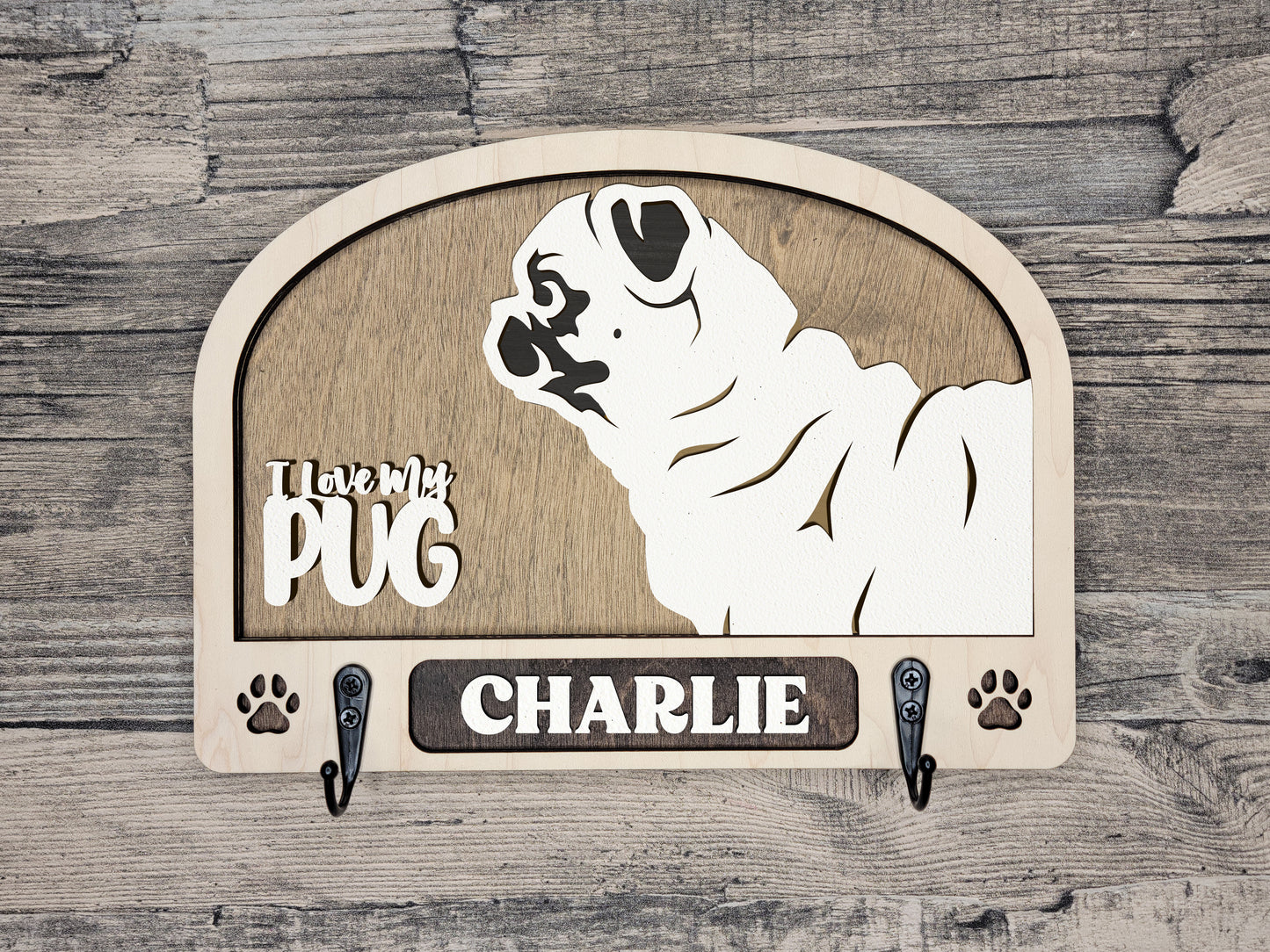 Adorable Dog Leash Holder Custom Pick Your Breed Hooks Hanger Pet Decor