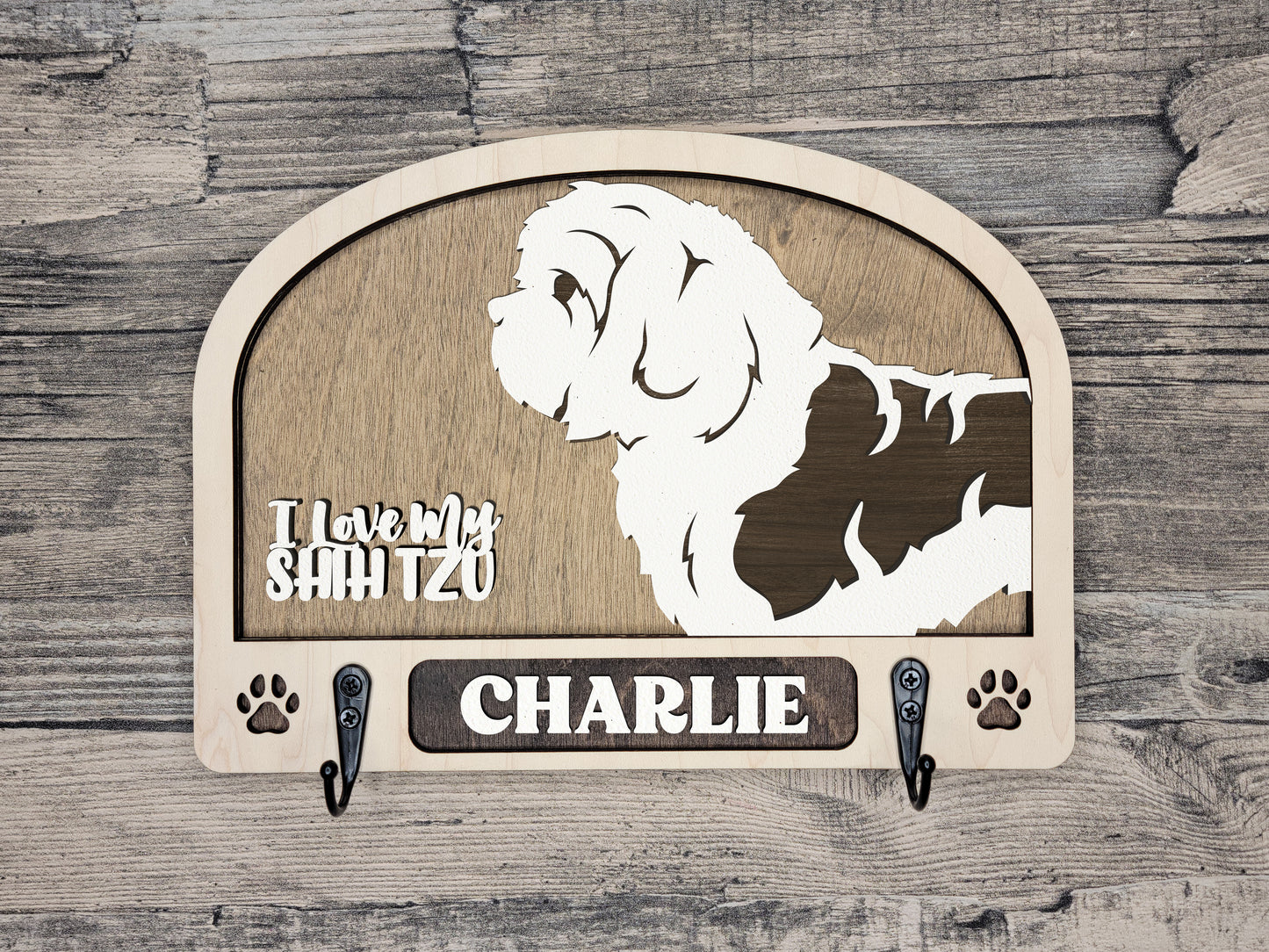 Adorable Dog Leash Holder Custom Pick Your Breed Hooks Hanger Pet Decor