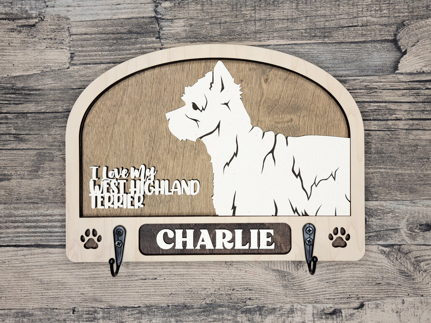 Adorable Dog Leash Holder Custom Pick Your Breed Hooks Hanger Pet Decor