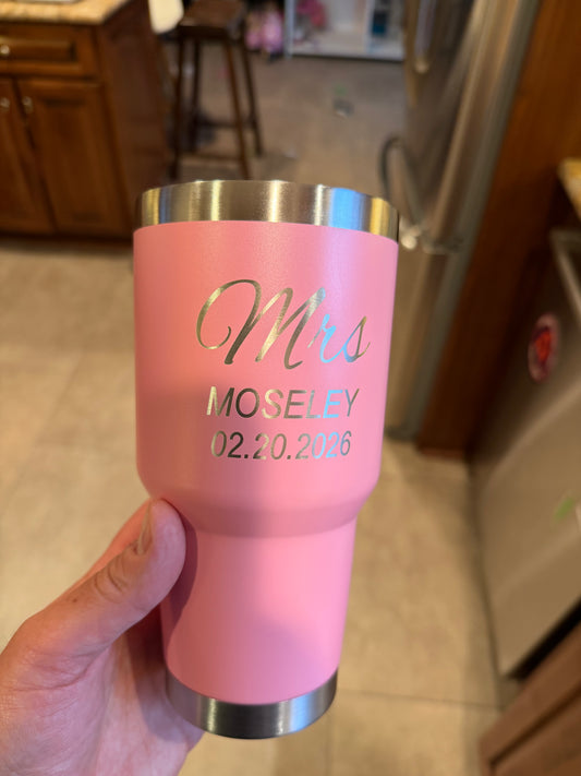 Custom laser engraved stainless steel tumbler and water bottle - view 2