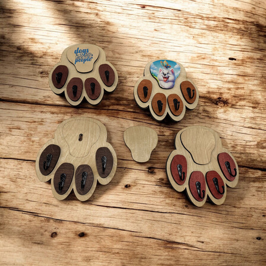 Custom paw-shaped dog leash holder personalized