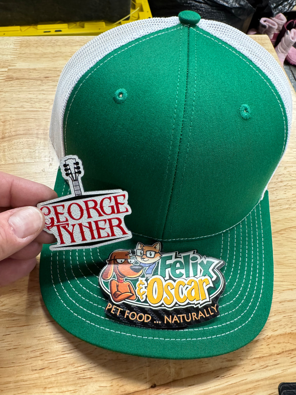 Custom UV printed leatherette hat patches full color logo - view 6