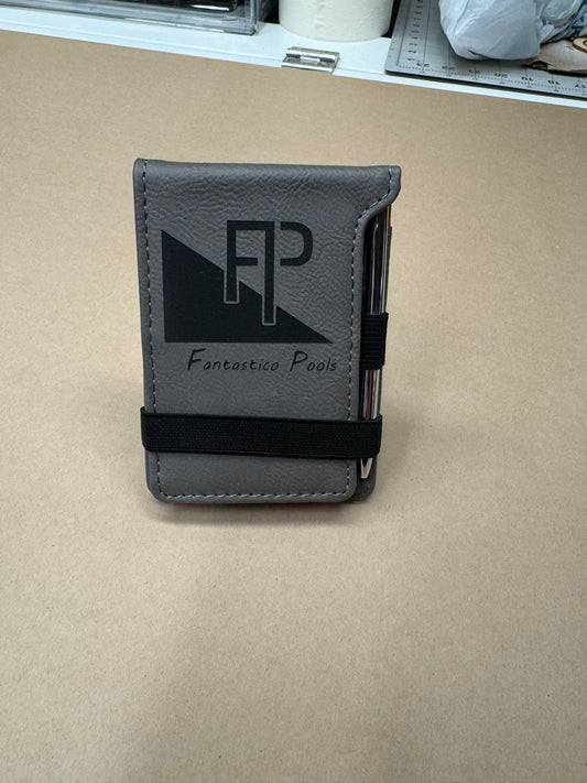 Laser engraved palm sized notepad with pen - view 2