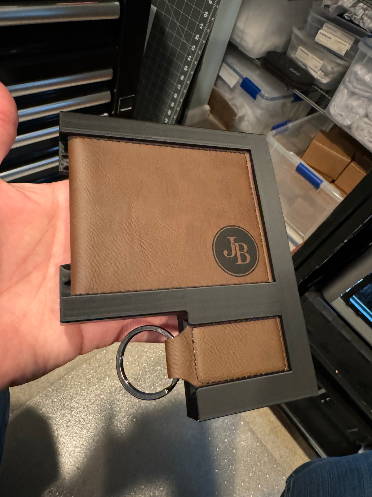 Laser jig for JDS leatherette bi-fold wallet and keychain - view 3