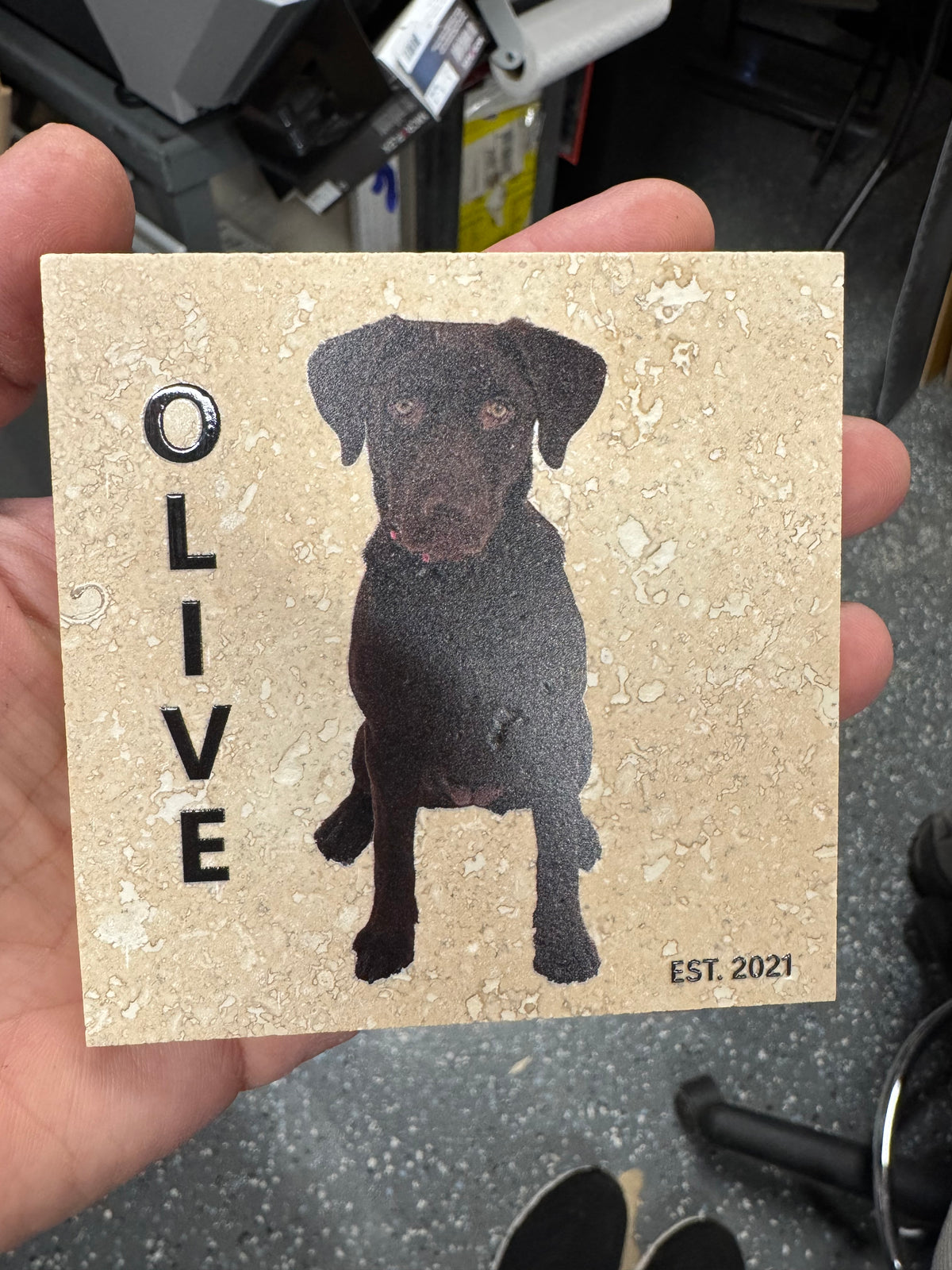 Personalized memorial stone coaster UV printed - view 3