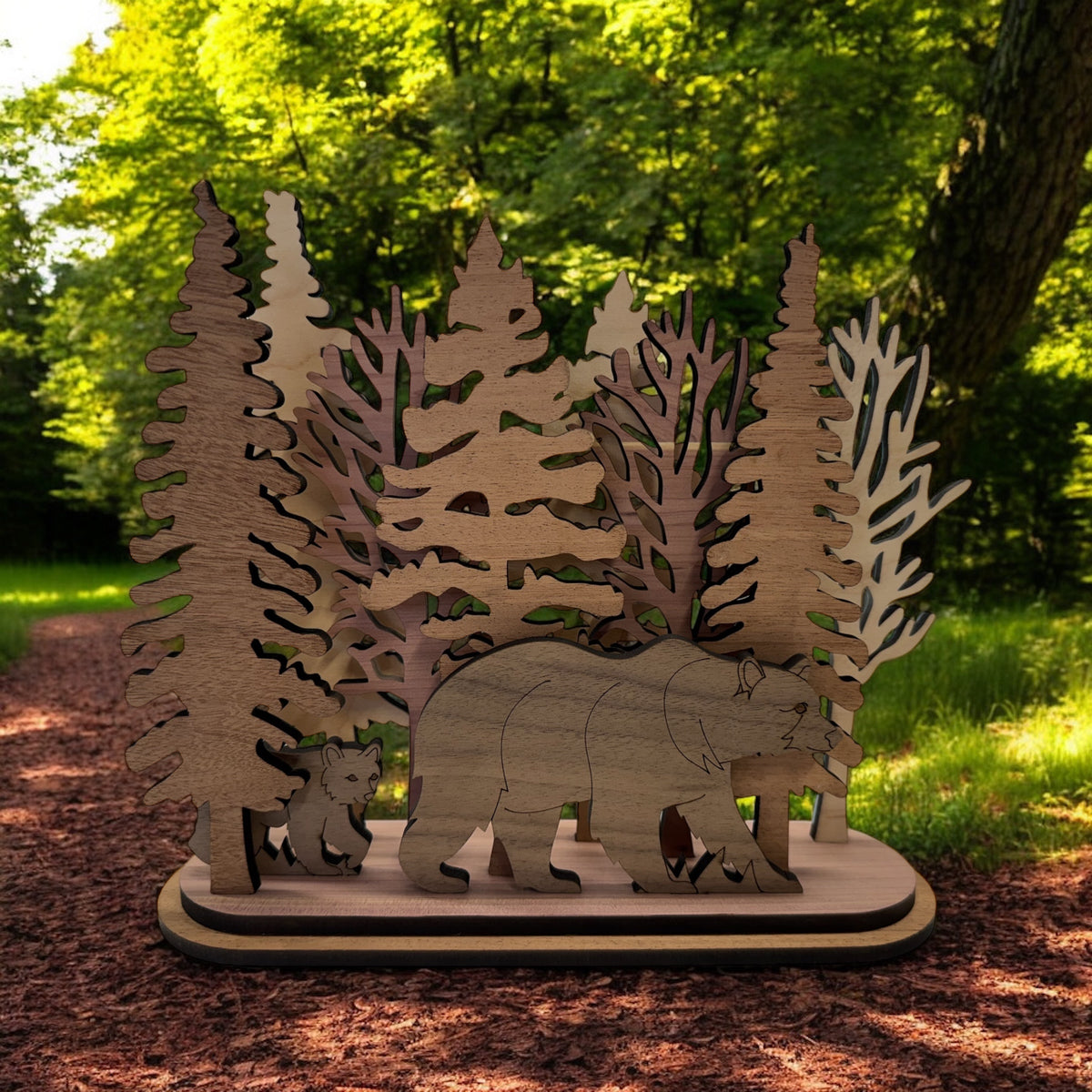 Woodland trees and animals layered 3D wall art - view 4
